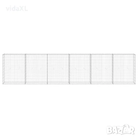 vidaXL Габионна стена с капаци, поцинкована стомана, 300x30x100 см, снимка 4 - Огради и мрежи - 56146096