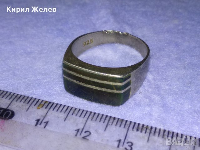 Стар АНГЛИЙСКИ СРЕБЪРЕН РЕТРО АРТ ПРЪСТЕН ОКСИДИРАНО СРЕБРО 925 с РЪЧНО ШЛИФОВАН ЧЕРЕН АХАТ 40628, снимка 5 - Пръстени - 42644202
