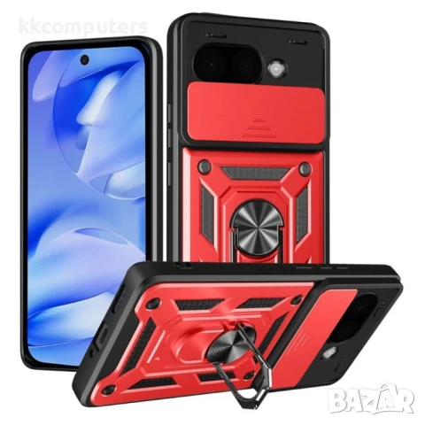 Google Pixel 9a Удароустойчив Ring Holder Калъф и Протектор, снимка 3 - Калъфи, кейсове - 51122561