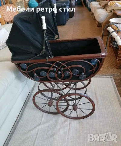 Винтидж ретро количка за кукли. Ръчно изработена от естествени материали. , снимка 5 - Детски колички - 50391214