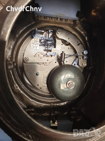 Италия 1960-те Hermle/63см-14кг Арт Деко италиански каминен часовник/бронзови фигури-бял мрамор, снимка 14 - Антикварни и старинни предмети - 52533387