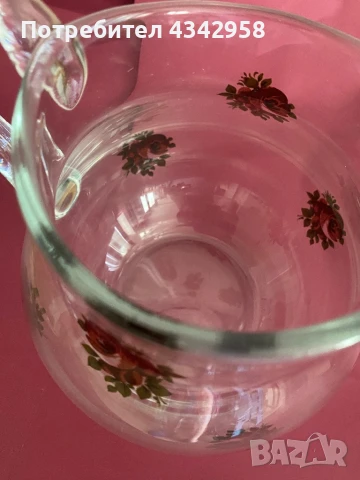 Стъклена кана с цветя., снимка 3 - Прибори за хранене, готвене и сервиране - 51390852
