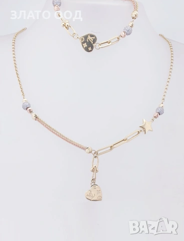 Златни колиета със сърца 14К, снимка 9 - Колиета, медальони, синджири - 53389777