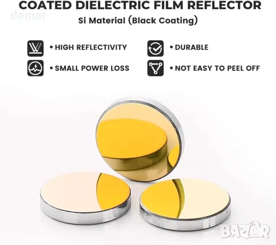 PRESIONQI 3X Dm. 25 мм отразяващо огледало, рефлекторна леща Силикон за CO2 за машина за гравиране, снимка 2 - Други машини и части - 48442548