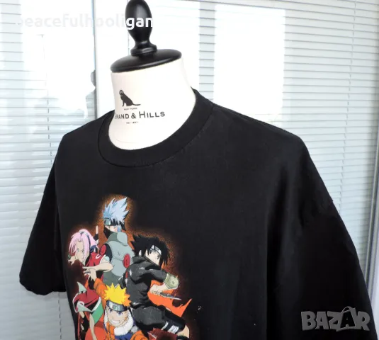 Naruto Squad 7 Manga Series Character Logo Black Tee T-shirt Mens Size XL/XXL , снимка 10 - Тениски - 49345343