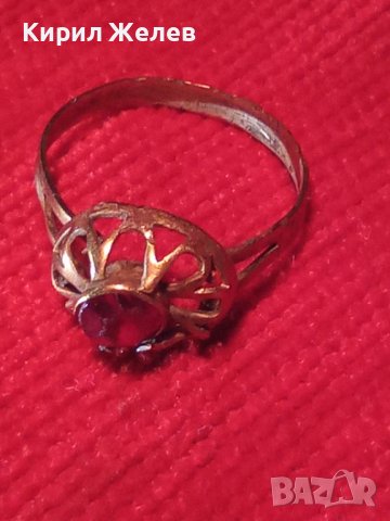 СТАРИНЕН МЕДЕН с ПОЗЛАТА СКЪПОЦЕНЕН РЕТРО ПРЪСТЕН с ГРАНАТ РЪЧНА МАЙСТОРСКА ИЗРАБОТКА 19694, снимка 16 - Антикварни и старинни предмети - 36421877