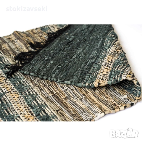 Килим тип черга с ресни, черно с бежово, 3 размера, снимка 9 - Килими - 53511558