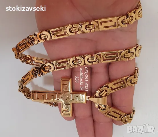 Мъжки тежък масивен ланец и кръст , снимка 1