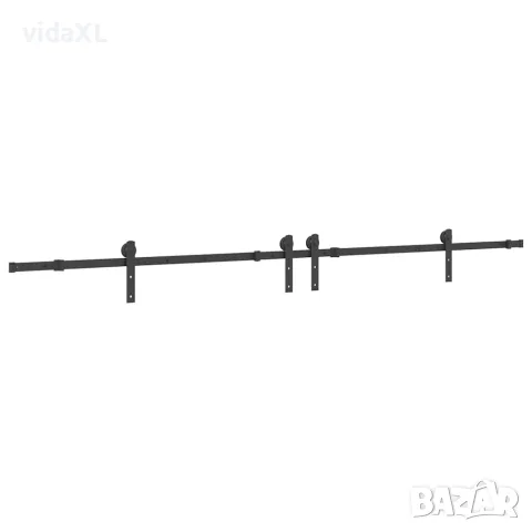 vidaXL Комплект механизъм за плъзгаща врата, 305 см, стомана, черен
