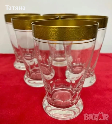5 кристални чаши серия "CONCORDE", 24-каратно злато, THERESIENTHAL, снимка 3 - Други ценни предмети - 53125306