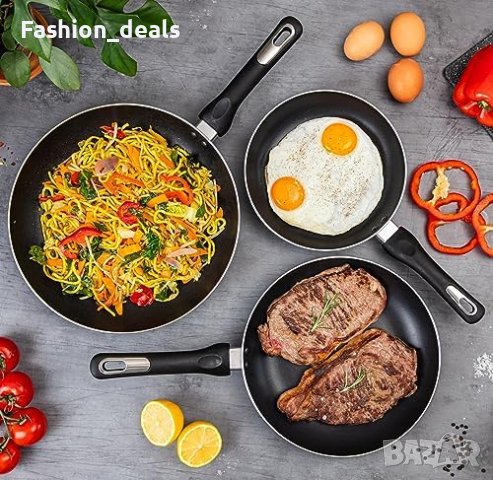 Нов Комплект от 3 броя тигани за пържене индукционен котлон Дом Кухня, снимка 6 - Други - 42343167