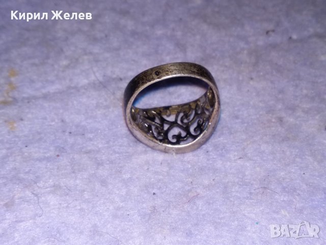 СТАР АЖУРЕН СРЕБЪРЕН АРТ ПРЪСТЕН СРЕБРО 925 с ПОЗЛАТА 34958, снимка 10 - Пръстени - 41336836