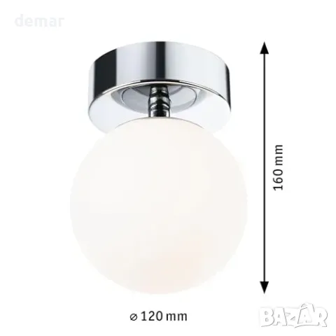 LED плафон Paulmann 71064 Gove, 5 W, 400 lm, 3000 K, IP44, хром, снимка 7 - Други стоки за дома - 56228514