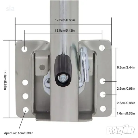 Опорно колело за ремарке с планка, поцинкована стомана, Регулируема височина, снимка 4 - Ремаркета - 42120241