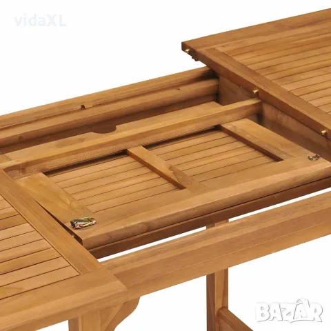 vidaXL Разтегателна градинска маса, (110-160)х80х75 см, тик масив, снимка 6 - Градински мебели, декорация  - 56147664