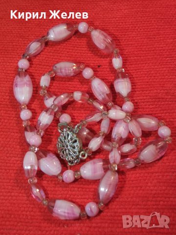 СТАРО ВИНТИДЖ КОЛИЕ ЦВЕТНО - АРТ СТЪКЛО КРИСТАЛ и МЪНИСТА ФИЛИГРАННА РЕТРО ЗАКОПЧАЛКА 34669, снимка 3 - Антикварни и старинни предмети - 39201865