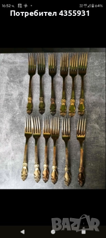 СССР стари прибори за хранене двойно посребрени двойно позлатени старинни руски  прибори , снимка 4 - Антикварни и старинни предмети - 51529830