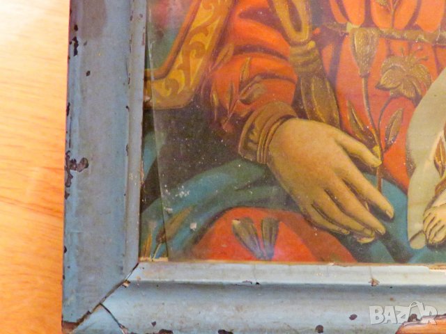 Старинна икона Света Богородица с Младенеца, Богородица Дева Мария 19 век - за здраве и благополучие, снимка 6 - Икони - 39120554
