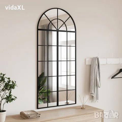 vidaXL Стенно огледало, черно, 60x130 см, арка, желязо, снимка 2 - Огледала - 56146722