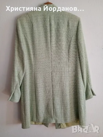 Елегантно дизайнерско сако цвят мента с ЕТИКЕТ , снимка 5 - Сака - 49090899