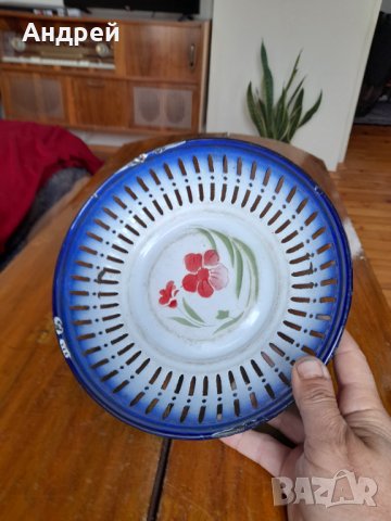 Стара емайлирана чиния,фруктиера #2, снимка 3 - Антикварни и старинни предмети - 34580680