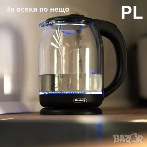 Електрическа стъклена кана Rosberg R51230K, 1.8L, 1800W, черна Код P346, снимка 2 - Кани - 49799510