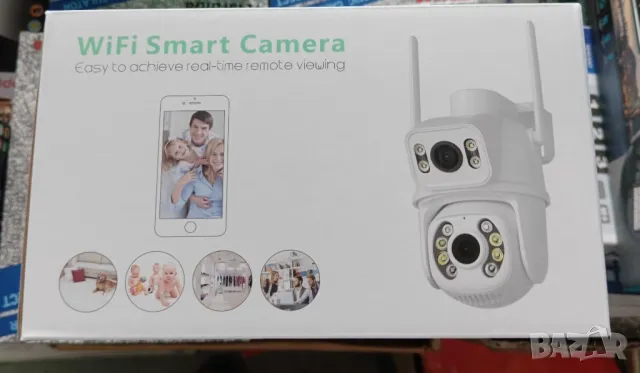 Двойна Smart WiFi безжична IP камера ICSEE 6MP нощно виждане, снимка 2 - IP камери - 46731421