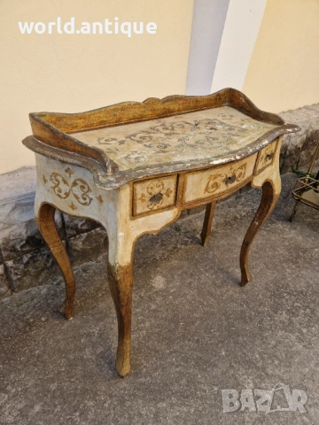 Рядка антикварна италианска флорентиска дървена конзола , снимка 5 - Антикварни и старинни предмети - 53757430