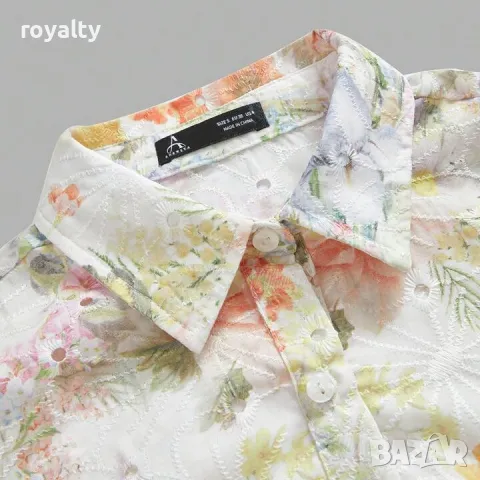 Елегантен комплект с флорални бродерии от тъкан плат 🍋🥥, снимка 12 - Комплекти - 49207328