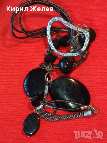 МНОГО АРТИСТИЧНА МАРКОВА ПОСРЕБРЕНА ОГЪРЛИЦА с ЦВЕТНИ ПОЛИРАНИ КРИСТАЛИ 34738, снимка 6 - Колиета, медальони, синджири - 39188719