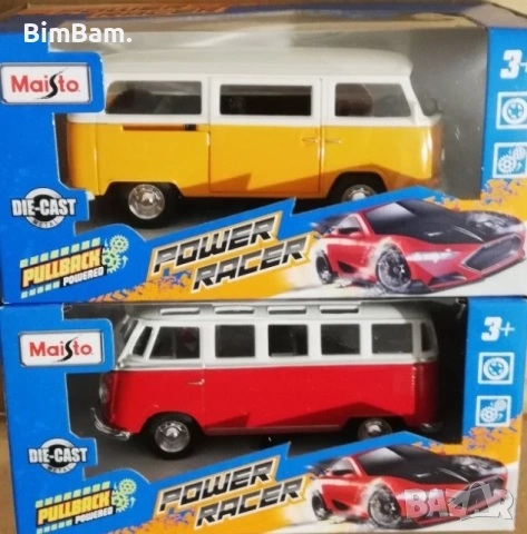 Количка Maisto Power Racer PullBack VW Volkswagen - метална / 2 модела