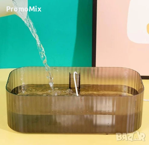 Фонтан за котки с купа за храна 2в1 LY-429-Green USB Поилка и хранилка за животни диспенсър за вода, снимка 6 - Други стоки за животни - 50645322