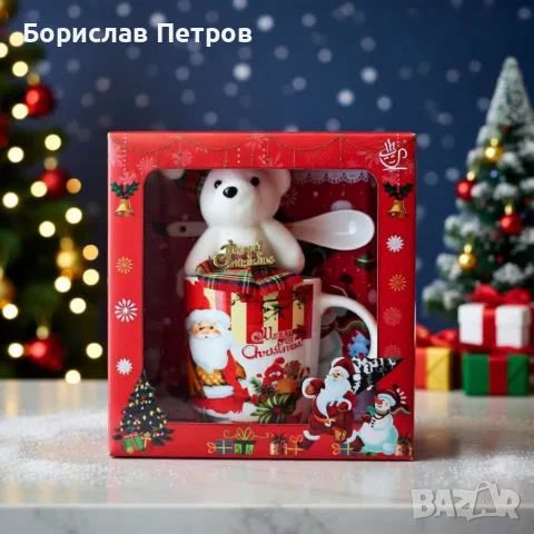 Коледна чаша с лъжичка и плюшено мече. ???✨ Опънати весели коледни настроения! 