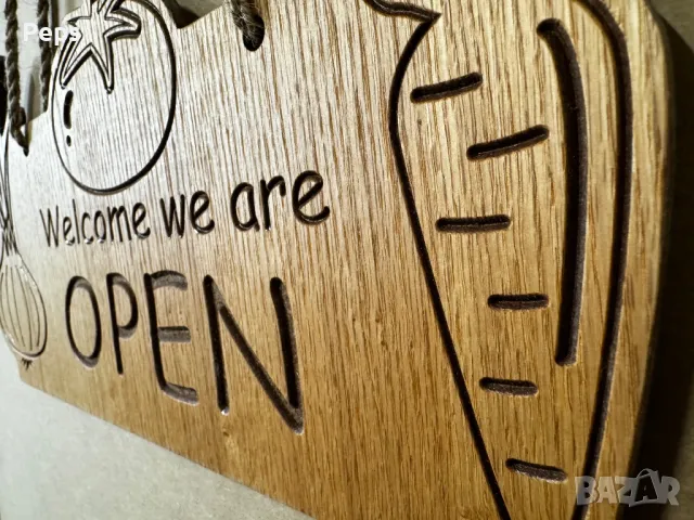 Табела Отворено / Затворено със зеленчуци Табелка  за врата магазин , снимка 3 - Рекламни табели - 48826119