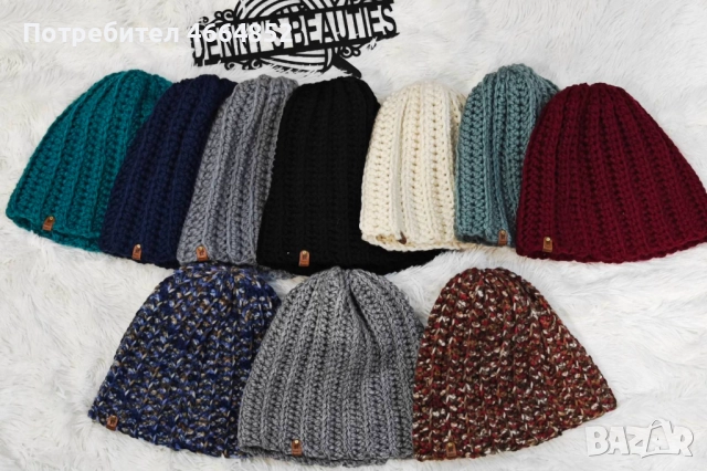 Унисекс плетена шапка „Ники“ – два начина на носене, ръчна изработка и модерен дизайн, снимка 11 - Шапки - 52592065