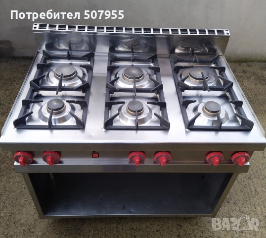 Професионален, италиански, газов котлон на база - 6 горелки, снимка 2 - Обзавеждане на кухня - 52365879