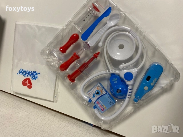 Малък доктор - комплект с престилка - в синьо, снимка 7 - Образователни игри - 53305162