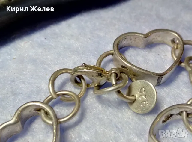 ШАРМАНТНА ПОСРЕБРЕНА ГРИВНА от БЛАГОРОДНА НЕРЪЖДАЕМА СТОМАНА със СЪРЧИЦА 49339, снимка 10 - Гривни - 50421377