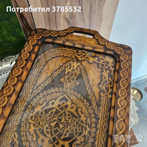 Дървен поднос поднос, снимка 2 - Антикварни и старинни предмети - 55965214