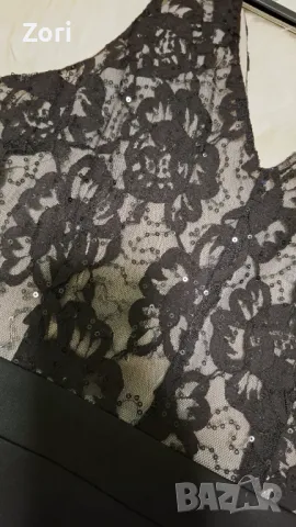 СТИЛНА черна рокля по тялото с дантела и черни пайети по нея, снимка 4 - Рокли - 47975159