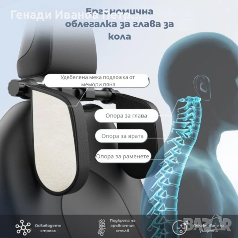 Ергономична опора за глава и врат за автомобили, снимка 8 - Аксесоари и консумативи - 53403709