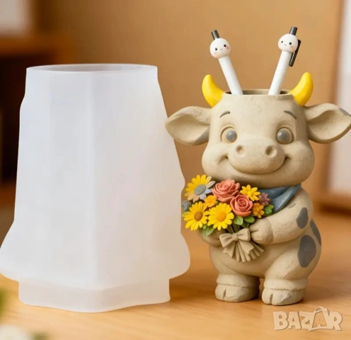 Молд кашпа теленце с букет , снимка 10 - Форми - 53521969