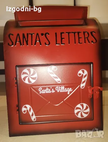 Метална коледна кутия "Santa's letters"  с отваряща се вратичка, снимка 5 - Декорация за дома - 47709243