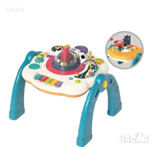  Интерактивна музикална маса 2 в 1- 2 страни, детски център за занимания, пиано, волан, лабиринт, снимка 2 - Образователни игри - 49063279