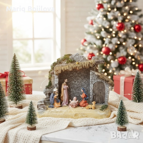 Коледна украса „Рождество Христово“ – готова настолна композиция, снимка 3 - Декорация за дома - 52056177