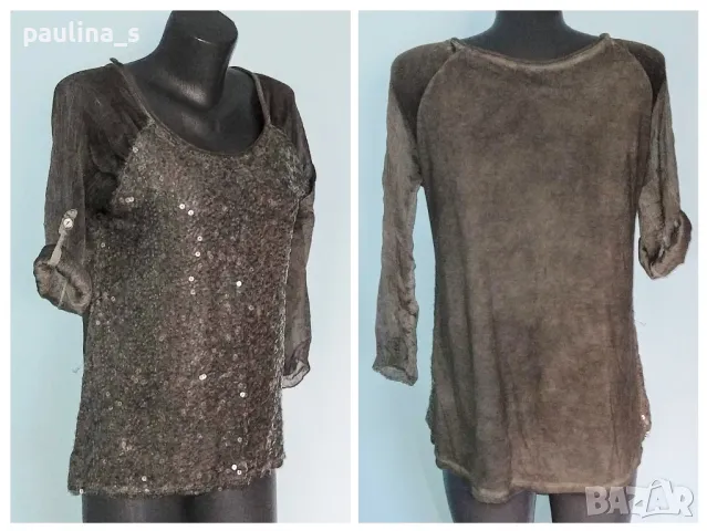 Два различни броя / Блуза тип туника с пайети и рязана бродерия / Italy , снимка 2 - Туники - 26842627
