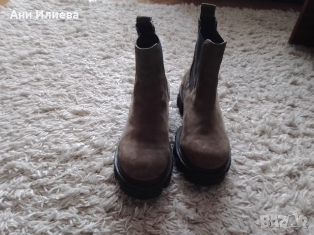 Много актуален модел - тютюневи боти естествен велур / набук, снимка 3 - Дамски боти - 35853749
