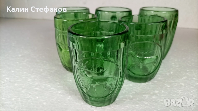 Ретро чаши от едно времешните сладкарници за най-малката боза с инкрустация еленче, 6 бр, снимка 7 - Антикварни и старинни предмети - 51516672