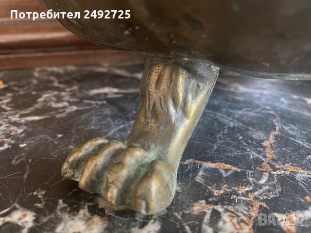 ✅купа стара , лъвски крака от бронз, снимка 3 - Антикварни и старинни предмети - 35679807