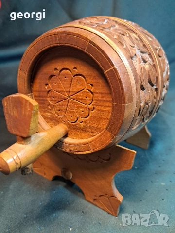 малко буре с дърворезба 30/5, снимка 4 - Декорация за дома - 52745718
